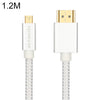 Uld-Unite Head-chapado en oro HDMI Macho a Micro HDMI Cable trenzado de nylon, longitud del cable: 1.2m (plata)