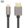 Uld-Unite Head Gold-chapado HDMI Macho a Micro HDMI Cable trenzado de nylon, longitud del cable: 3M (negro)