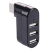 Rotación de 180 grados Cabezal USB 3 puertos USB 2.0 HUB portátil (Negro)