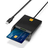 Lector de tarjetas inteligentes Rcoketek CR301 con enchufe tipo C, USB 2.0, lector de tarjetas bancarias, SIM y de impuestos (negro)