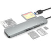 Rocketek CR308 USB3.0 Lector de tarjetas multifunción CF / CFast / SD / MS / TF Tarjeta 5 en 1 (Gris plateado)