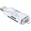 ADS-208 Lector de tarjetas multifunción de 8 pines + USB + Micro USB (Plata)