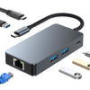 BYL-2308 6 en 1 USB-C / Type-C a USB3.2 + Internet Gigabit + Adaptador HDTV HUB (gris oscuro)