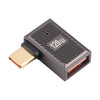 Adaptador de carga USB-C / Type-C macho a USB hembra de 10 Gbps con curvatura lateral de 90 grados (Gun Metal)