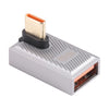 Adaptador de carga de curva media USB-C / Type-C macho a USB hembra de 10 Gbps y 90 grados (plateado)
