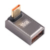 Adaptador de carga USB-C / Type-C macho a USB hembra de 10 Gbps con curvatura frontal de 90 grados (Gun Metal)