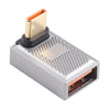 Adaptador de carga USB-C / Type-C macho a USB hembra de 10 Gbps y 90 grados con curvatura frontal (plateado)