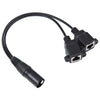 Cable de extensión de red LAN Ethernet de 3 pines XLR macho a 2 x RJ45 hembra, longitud del cable: 30 cm (negro)