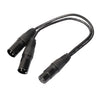 30 cm 3 pines XLR CANNON 1 hembra a 2 macho cable adaptador de conector de audio para micrófono / equipo de audio (negro)