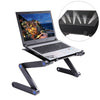 Soporte de escritorio de aleación de aluminio plegable ajustable portátil de 360 grados para computadora portátil / portátil, sin ventiladores de CPU ni alfombrilla de ratón (negro)