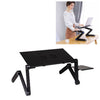 Soporte de escritorio de aleación de aluminio plegable ajustable de 360 grados con doble CPU ventiladores y alfombrilla de ratón para computadora portátil / portátil, tamaño de escritorio: 420 mm x 260 mm (negro)