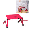 Soporte de escritorio de aleación de aluminio plegable ajustable de 360 grados con doble CPU ventiladores y alfombrilla de ratón para computadora portátil / portátil, tamaño de escritorio: 420 mm x 260 mm (rojo)