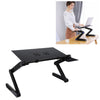 Soporte de escritorio de aleación de aluminio plegable ajustable de 360 grados con doble CPU ventiladores y alfombrilla de ratón para computadora portátil / portátil, tamaño de escritorio: 480 mm x 260 mm (negro)