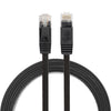 Cable LAN de red Ethernet plano ultrafino CAT6 de 1,8 m, cable de conexión RJ45 (negro)