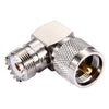 Conector hembra UHF a macho UHF, codo de 90 grados
