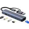 Adaptador de estación de acoplamiento multifuncional BYL-2208TU 5 en 2 USB + USB-C/Tipo-C a USB