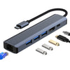 BYL-2210 6 en 1 USB-C / Type-C a USB Estación de acoplamiento multifuncional Adaptador HUB con puerto de red de 1000M