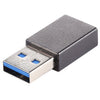 Adaptador de aleación de aluminio USB 3.0 macho a tipo C / USB-C hembra (negro)