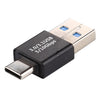 Adaptador de aleación de aluminio macho tipo C / USB-C a USB 3.0 macho (negro)