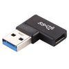 Tipo-C / USB-C hembra a USB 3.0 macho Adaptador de aleación de aluminio con cabeza de codo de 90 grados (negro)