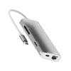 9591C 9 en 1 USB 3.0 x3 + Tarjeta SD / TF + HDMI + RJ45 + Tipo-C / USB-C (PD) Estación de acoplamiento convertidor HUB multifunción (plateado)