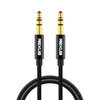REXLIS 3629 Cable de audio AUX con conector chapado en oro estéreo de 3,5 mm macho a macho para automóvil para dispositivos digitales estándar AUX de 3,5 mm, longitud: 1,8 m