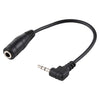 Enchufe macho de ángulo recto de 2,5 mm a conector hembra de 3,5 mm estéreo AUX Audio DC Adaptador de corriente Cable convertidor, longitud: 14 cm