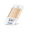 Richwell 3 en 1 64G Tipo-C + 8 pines + USB 3.0 Disco flash push-pull de doble cubierta de metal con función OTG (dorado)