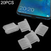 20 tapones antipolvo de silicona para puerto USB-C / Tipo-C (transparente)