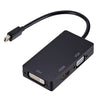 Convertidor multifunción rectangular Mini DP a HDMI + DVI + VGA, longitud del cable: 28 cm (negro)