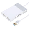Lector de tarjetas multifunción 6 en 1 con USB 3.0 dual, XQD, CF, TF y SD (blanco)