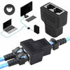 Terminal de conector de línea de cabeza directa de Crystal Network Dispositivo de extensión de interfaz RJ45 de tres cabezales hembra a hembra (negro)