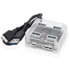 USB2.0 4 en 1 HUB transparente cuadrado de escritorio multifuncional