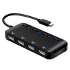 4 x USB 3.0 a USB-C / Type-C HUB de alta velocidad con interruptor (negro)