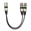 2055MFF-03 Cable de audio de micrófono XLR macho a hembra doble 2 en 1, longitud: 0,3 m (negro)