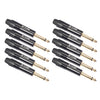 10 PCS TC202 6.35mm Enchufe adaptador de audio de soldadura de sonido mono chapado en oro (negro)
