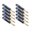 10 PCS TC202 6.35mm Enchufe adaptador de audio de soldadura de sonido mono chapado en oro (azul)