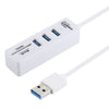 Lector de tarjetas 2 en 1 TF / SD + 3 puertos USB 3.0 a convertidor HUB USB 3.0, Longitud del cable: 26 cm (blanco)