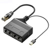 Macho RJ45 4 en 1 acoplador de red Ethernet de cable divisor de red de 100M