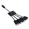 Cable portátil 4 en 1 USB-C / Type-C a 3 puertos USB 2.0 OTG HUB con fuente de alimentación micro USB