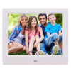 Marco de fotos digital con pantalla TFT de 8 pulgadas AC 100-240V con soporte y control remoto, compatible con entrada de tarjeta USB / SD (blanco)