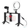 PULUZ 4 IN 1 Vlogging Live Broadcast de 4.7 pulgadas 12 cm anillo LED Selfie Light Smartphone Video Ramar MANGE Estabilizador Soporte de aluminio Kits con micrófono + Soporte de trípode + Cabeza de trípode de zapato frío