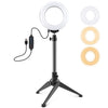 PULUZ 4.7 pulgadas 12cm USB 3 modos Regulable Anillo LED Vlogging Fotografía Video Luces + Soporte de trípode de escritorio con cabezal de bola de trípode de zapata fría