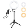 PULUZ 6.2 pulgadas 16cm USB 3 modos Regulable Anillo LED Vlogging Fotografía Video Luces + Soporte para trípode de escritorio con cabezal de bola de trípode de zapata fría
