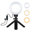 PULUZ 4.7 pulgadas 12cm USB 3 modos Regulable Anillo LED Vlogging Fotografía Video Luces + Kit de montaje de trípode de bolsillo con cabezal de bola de trípode de zapata fría (Negro)