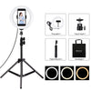 PULUZ 7,9 pulgadas 20 cm Luz + 1,1 m Montaje en trípode USB 3 modos Regulable Temperatura de color dual LED Anillo de luz curvo Vlogging Selfie Fotografía Video Luces con abrazadera para teléfono (Negro)