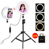 PULUZ 7,9 pulgadas 20 cm Espejo de luz + 1,1 m Montaje en trípode USB 3 modos Regulable Temperatura de color dual LED Anillo de luz curvo Vlogging Selfie Fotografía Video Luces con espejo y abrazadera para teléfono (Negro)
