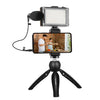 Puluz Live Broadcast Smartphone Video Light Vlogger Kits con micrófono + Luz LED + Soporte de trípode + Titular de la abrazadera del teléfono (Negro)