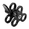 PULUZ Abrazadera de triple bola con orificio cerrado, soporte para cámara de buceo, abrazadera de linterna de resorte de aluminio CNC para sistema de fotografía submarina de buceo (negro)