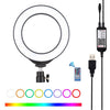 PULUZ 6.2 pulgadas 16cm USB RGBW Regulable LED Anillo Vlogging Fotografía Video Luces con trípode de zapata fría Cabeza de bola y control remoto (Negro)